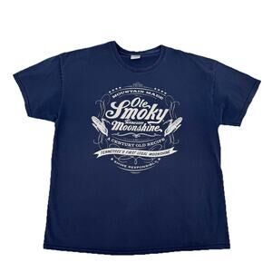 Gildan Heavy Cotton Navy Blue Ole Smoky Tennessee Moonshine T Shirt Size XL Worn